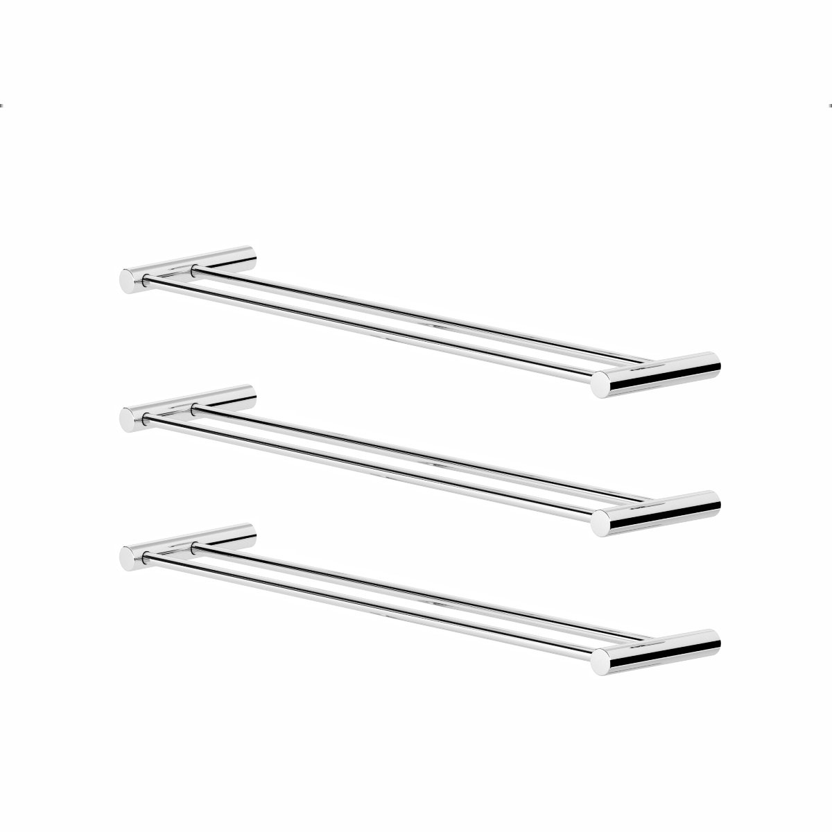 Porta Toalhas Duplo 40cm para Banheiro Orion Kit 3 Peças Suporte Prata Polido - 1