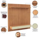 Ver imagem 3 de Painel Ripado para Tv 65 Pol com Led 2 Gavetas 183cm Baraka D03 Freijó Off White - Lyam Decor