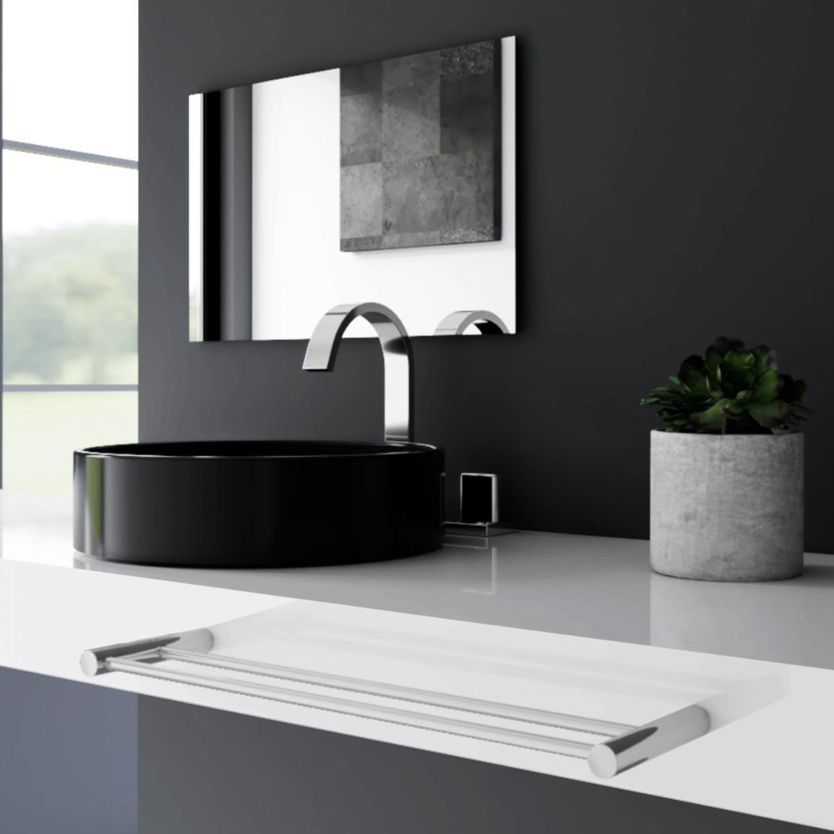 Porta Toalhas Duplo para Banheiro Orion 60cm Toalheiro Prata Polido - 3