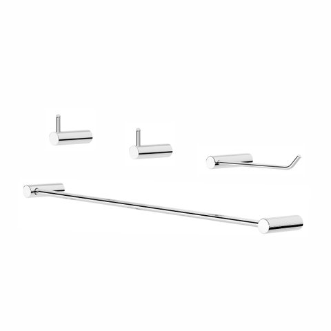 Conjunto Kit de Acessórios para Banheiro Orion 4 Peças Prata Polido