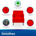 Ver imagem 3 de Kit 2 Poltronas para Sala de Estar Clássica Confortável e Reforçada Suede Elizabeth:vermelho