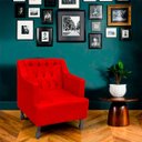 Ver imagem 2 de Kit 2 Poltronas para Sala de Estar Clássica Confortável e Reforçada Suede Elizabeth:vermelho