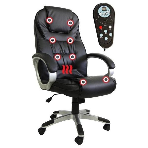 Cadeira Presidente Luxo com Massagem e Aquecimento Fox Office C2652 Preta - 1