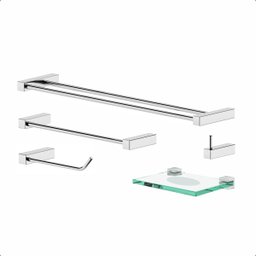 Kit Acessórios Organizador para Banheiro Troia Prata Polido 2090tr - 2