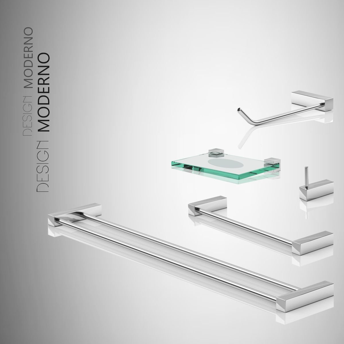 Kit Acessórios Organizador para Banheiro Troia Prata Polido 2090tr - 4