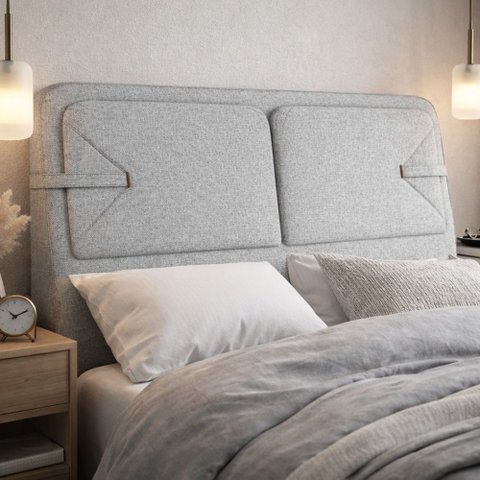 Cabeceira Cama Box King Estofada 195cm Mali P05 Linho Cinza Claro - Lyam Decor