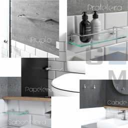 Acessórios Banheiro Duplo Prateleira Proteção 5 Peças 802PKA - 6