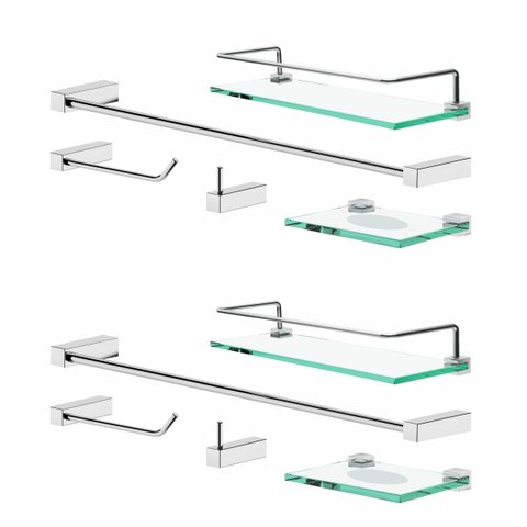 Acessórios para Banheiro Kit (10 Peças) Troia Prata Polido 2100tr