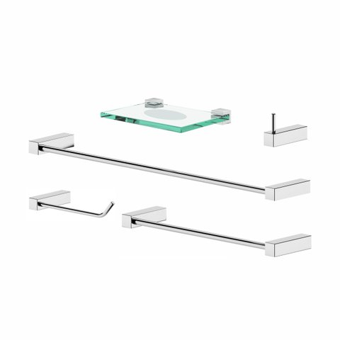 Conjunto Kit de Acessórios para Banheiro Troia Prata 2080tr