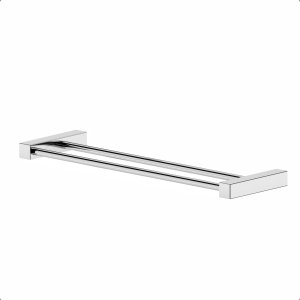 Porta Toalhas Duplo para Banheiro Troia 40cm Prata Polido 1031040tr