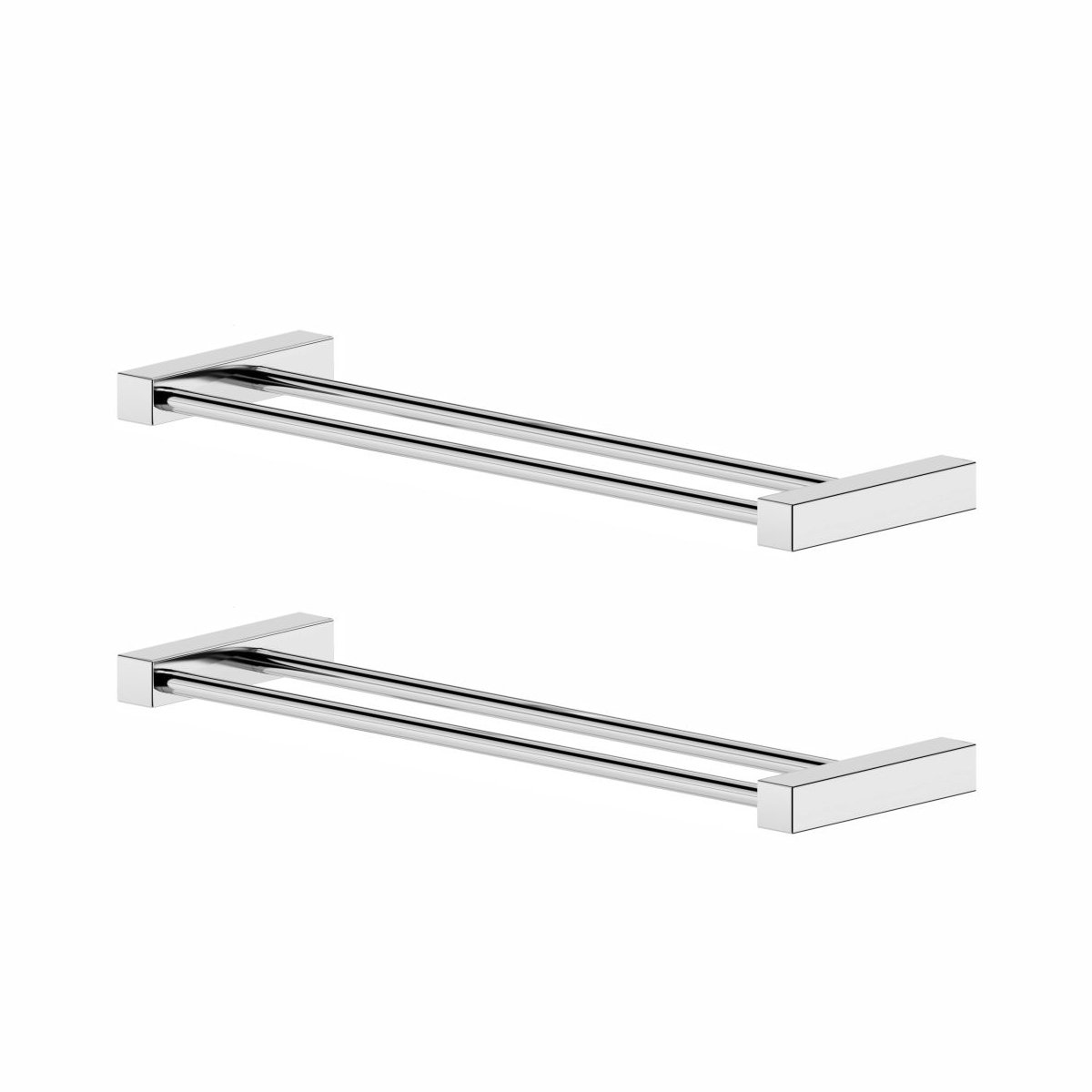 Porta Toalhas Duplo para Banheiro Troia (kit 2 Peças) 40cm Prata Polido - 1