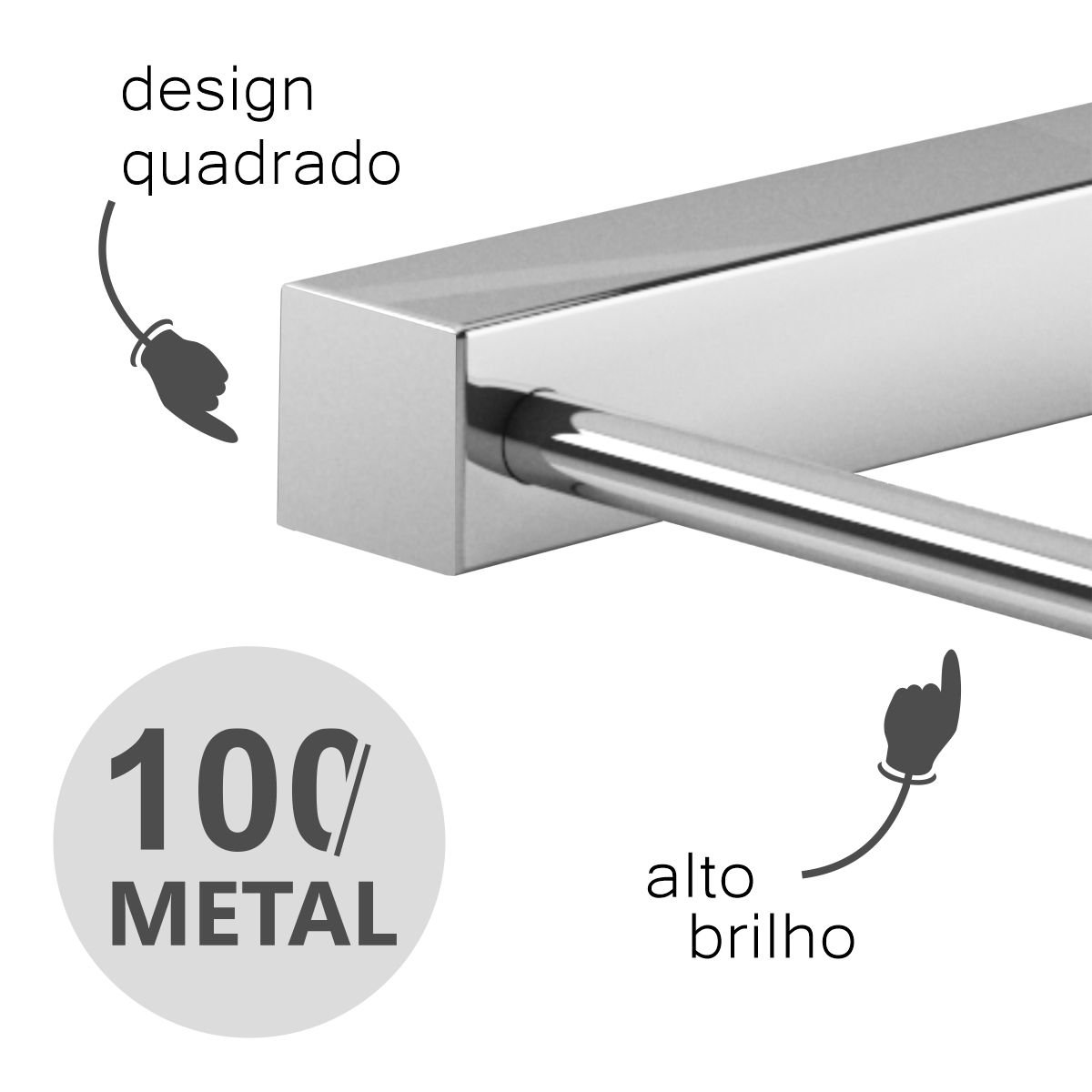 Papeleira de Banheiro Grego Metal (kit 2 Peças) Acessório Suporte Alto Brilho Troia - 3