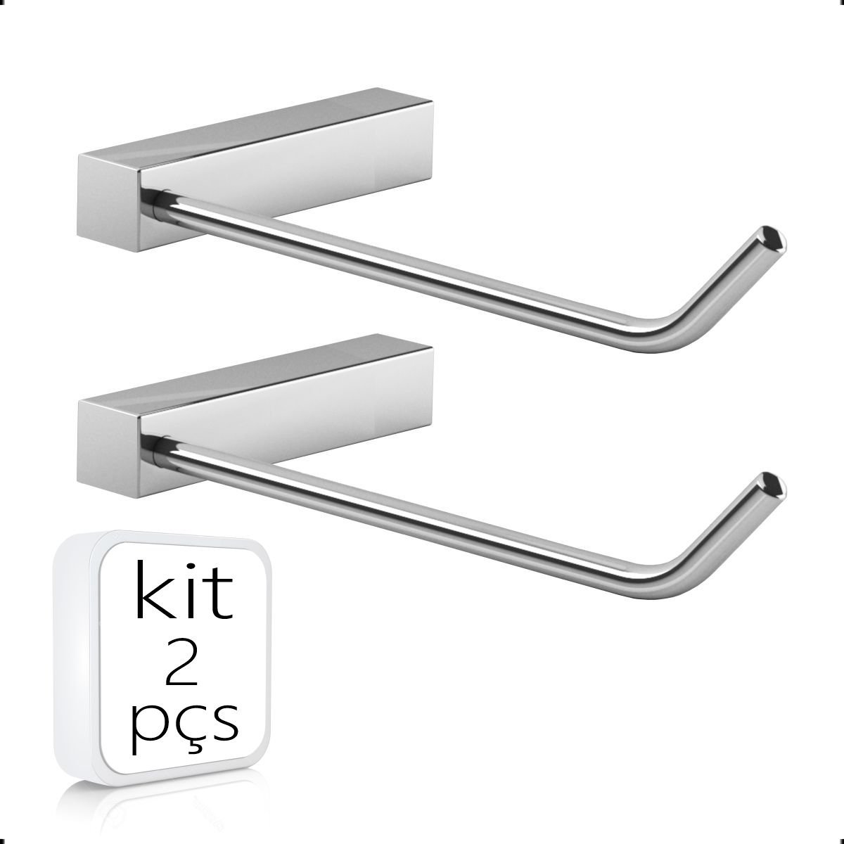 Papeleira de Banheiro Grego Metal (kit 2 Peças) Acessório Suporte Alto Brilho Troia - 1