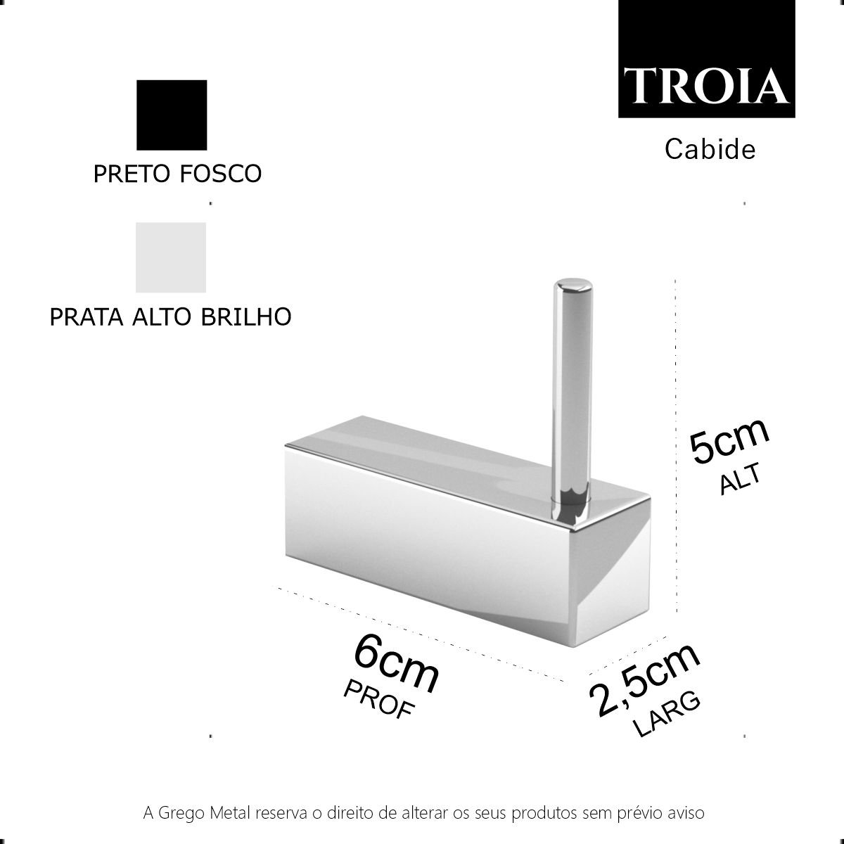 Kit Cabide de Banheiro 2 Peças Suporte Quadrado Alto Brilho Troia Grego Metal - 4