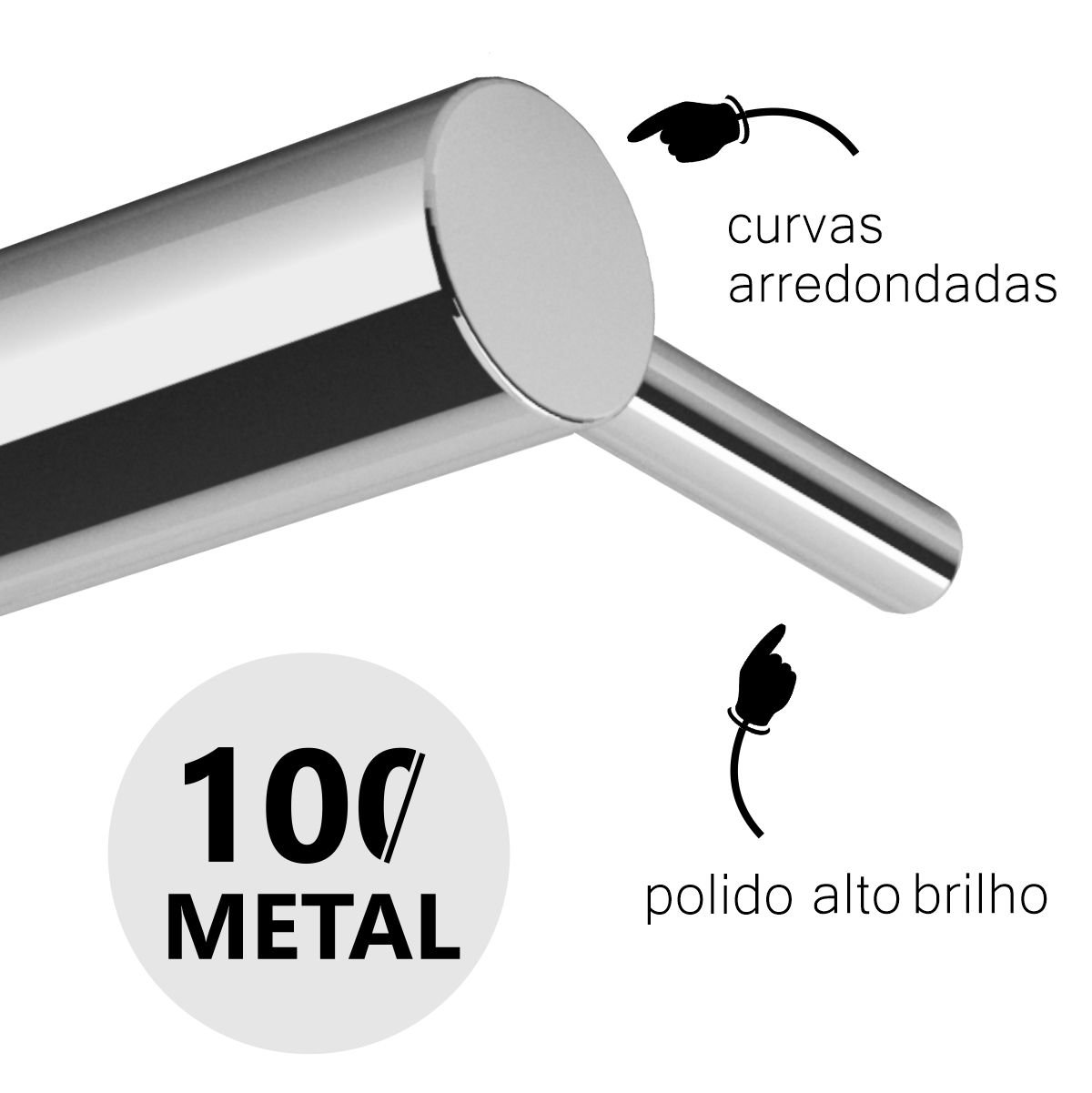 Kit de Acessórios para Banheiro Duplo Grego Metal Suporte Redondo Alto Brilho Orion - 3