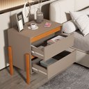 Ver imagem 5 de Mesa Lateral Verona para Cama com Duas Gavetas Pés em Madeira Design Moderno Quarto - Cinza/nature