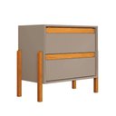 Ver imagem 2 de Mesa Lateral Verona para Cama com Duas Gavetas Pés em Madeira Design Moderno Quarto - Cinza/nature