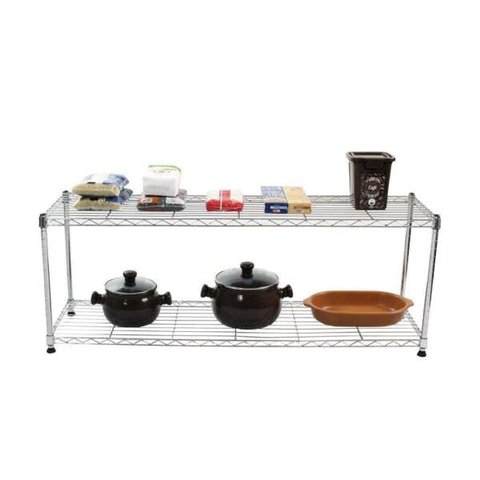 Estante de Aço Cromado com 2 Prateleiras Rack Aramados 1019