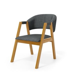 Cadeira Leticia Madeira Maciça Estofada para Mesa de Jantar Linho Chumbo 406