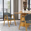 Ver imagem 2 de Cadeira Leticia Madeira Maciça Estofada para Mesa de Jantar Linho Chumbo 406