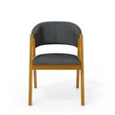 Ver imagem 4 de Cadeira Leticia Madeira Maciça Estofada para Mesa de Jantar Linho Chumbo 406