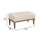 Ver imagem 3 de Puff Retangular Linho Estofado Sala Quarto Pés Madeira Creme
