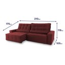 Ver imagem 3 de Sofá Retrátil/Reclinável Montebello 210cm Suede Velut com Molas no Assento - King House