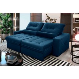 Sofá Retrátil Reclinável Sevilha 300cm Suede Velut com Molas Ensacadas - King House - 1
