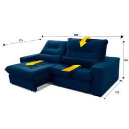 Sofá Retrátil Reclinável Sevilha 300cm Suede Velut com Molas Ensacadas - King House - 2