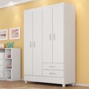 Ver imagem 1 de Guarda Roupa Solteiro 4 Portas e 2 Gavetas Toledo Branco-rosa-branco
