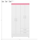 Ver imagem 2 de Guarda Roupa Solteiro 4 Portas e 2 Gavetas Toledo Branco-rosa-branco