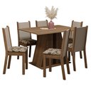 Ver imagem 2 de Conjunto Sala de Jantar Mesa Tampo de Madeira 6 Cadeiras Rustic/bege Marrom Wendy Madesa