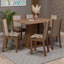 Ver imagem 1 de Conjunto Sala de Jantar Mesa Tampo de Madeira 6 Cadeiras Rustic/bege Marrom Wendy Madesa