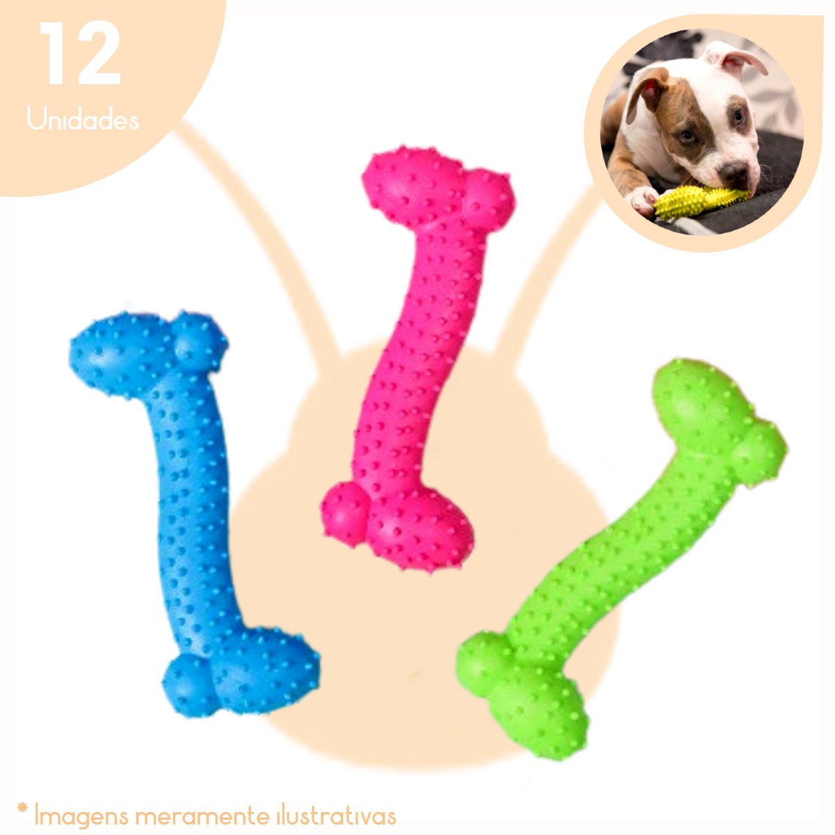 Kit 12 Osso Anti Stress Mordedor Massageador Gengival Pet