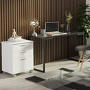 Ver imagem 1 de Conjunto Escritório Home Office com Mesa Industrial + Gaveteiro Branco/preto Madesa