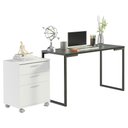 Ver imagem 2 de Conjunto Escritório Home Office com Mesa Industrial + Gaveteiro Branco/preto Madesa