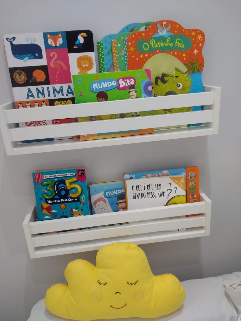 Combo Conjunto 5 Prateleiras Porta Livro Pelúcia Quarto De Criança Mdf 40cm - 6