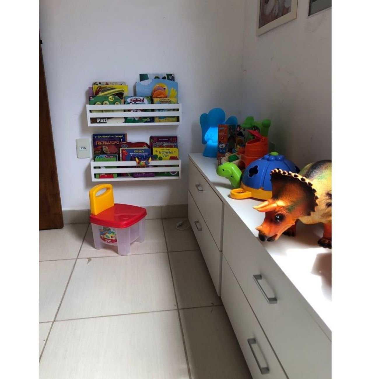 Combo Conjunto 5 Prateleiras Porta Livro Pelúcia Quarto De Criança Mdf 40cm - 7