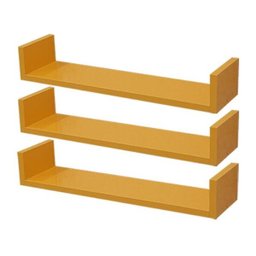 Kit 3 Prateleiras U 100 x 15cm Amarela Suporte Invisível - 2 Kit 3 Prateleiras U 100 x 15cm Amarela Suporte Invisível - 2