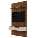 Ver imagem 1 de Painel para Tv 60 Pol Ripado com Bancada Suspensa 143x240cm Pratisk D04 Freijó/off White - Mpozenato