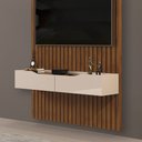 Ver imagem 7 de Painel para Tv 60 Pol Ripado com Bancada Suspensa 143x240cm Pratisk D04 Freijó/off White - Mpozenato