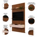 Ver imagem 3 de Painel para Tv 60 Pol Ripado com Bancada Suspensa 143x240cm Pratisk D04 Freijó/off White - Mpozenato
