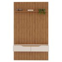 Ver imagem 5 de Painel para Tv 60 Pol Ripado com Bancada Suspensa 143x240cm Pratisk D04 Freijó/off White - Mpozenato