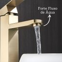 Ver imagem 3 de Torneira Alta Banheiro Luxo Dourado Escovado Monocomando