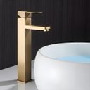 Ver imagem 2 de Torneira Alta Banheiro Luxo Dourado Escovado Monocomando