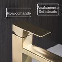 Ver imagem 4 de Torneira Alta Banheiro Luxo Dourado Escovado Monocomando