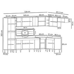 Armário de Cozinha Modulada de Canto 9 Peças CP06 Balcão com Pia Inox Branco - Lumil Lumil Móveis - 4 Armário de Cozinha Modulada de Canto 9 Peças CP06 Balcão com Pia Inox Branco - Lumil Lumil Móveis - 4