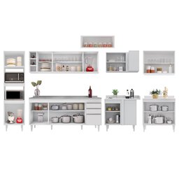 Armário de Cozinha Modulada de Canto 9 Peças CP06 Balcão com Pia Inox Branco - Lumil Lumil Móveis - 5 Armário de Cozinha Modulada de Canto 9 Peças CP06 Balcão com Pia Inox Branco - Lumil Lumil Móveis - 5