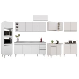 Armário de Cozinha Modulada de Canto 9 Peças CP06 Balcão com Pia Inox Branco - Lumil Lumil Móveis - 6 Armário de Cozinha Modulada de Canto 9 Peças CP06 Balcão com Pia Inox Branco - Lumil Lumil Móveis - 6
