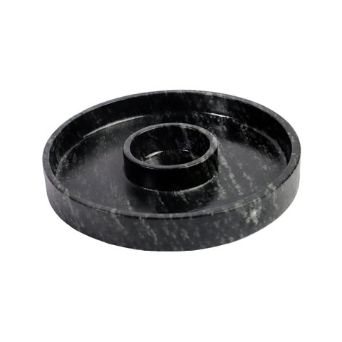 Prato com Molheira Servir Porção Carnes Pedra Sabão P 22cm